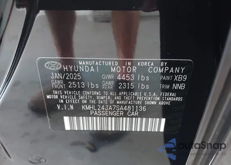 2025 Hyundai Sonata Se z USA, uszkodzony, nr VIN KMHL24JA7SA481136